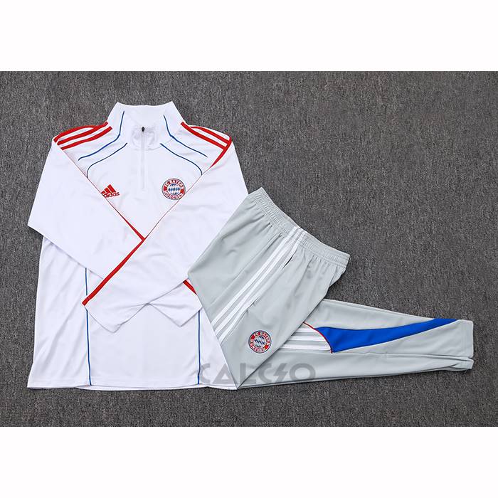 Tuta da Track di Felpa Bayern Monaco Bambino 2025-2026 Bianco Rosso
